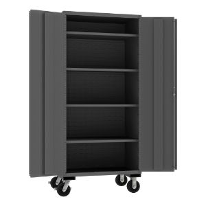 DURHAM MANUFACTURING 3501M-BLP-4S-95 Mobile Cabinet, 14 Gauge, 4 Adjustable Shelf, Size 36 x 24 x 81 Inch | CF6JPJ