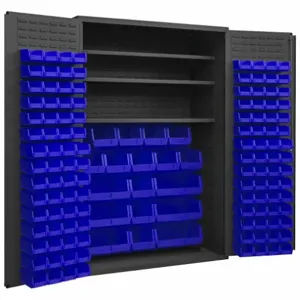 DURHAM MANUFACTURING 3502-138-3S-5295 Industrial Cabinet, 14 Gauge, 3 Shelf, 138 Bin, Blue | AH6RML 36EZ90