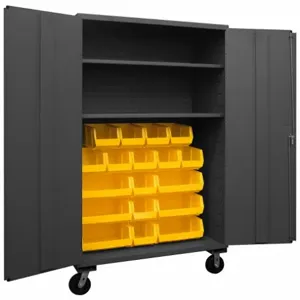 DURHAM MANUFACTURING 3502M-BLP-18-2S-95 Mobile Cabinet, 14 Gauge, 18 Bin, Yellow | AH6RKV 36EZ52