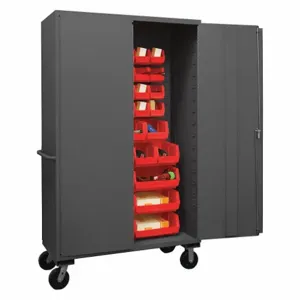 DURHAM MANUFACTURING 3502M-BLP-42-1795 Mobile Cabinet, 14 Gauge, 42 Bin, Red | AH6RKW 36EZ53