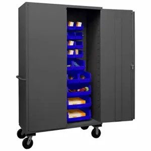 DURHAM MANUFACTURING 3502M-BLP-42-5295 Mobile Cabinet, 14 Gauge, 42 Bin, Blue | AH6RKX 36EZ54