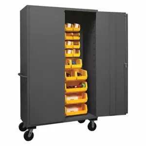 DURHAM MANUFACTURING 3502M-BLP-42-95 Mobile Cabinet, 14 Gauge, 42 Bin, Yellow | AH6RKY 36EZ55