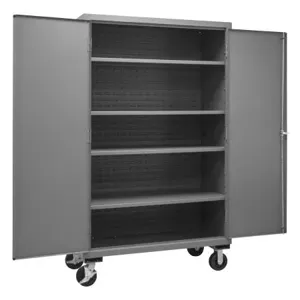 DURHAM MANUFACTURING 3502M-BLP-4S-95 Mobile Cabinet, 14 Gauge, 5 Shelf, Size 48 x 24 x 81 Inch | CF6JPK