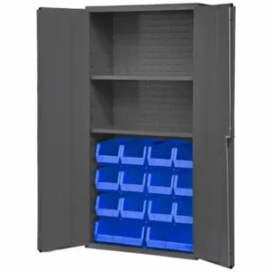 DURHAM MANUFACTURING 3602-BLP-14-2S-5295 Industrial Cabinet, 14 Gauge, 14 Bin, Blue | AH6RTP 36FC06