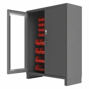 DURHAM MANUFACTURING 3704CXC-54B-1795 Digital Cabinet, 14 Gauge, 54 Bin, Red | AH6RJV 36EZ29