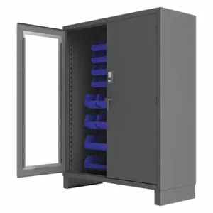 DURHAM MANUFACTURING 3704CXC-54B-5295 Digital Cabinet, 14 Gauge, 54 Bin, Blue | AH6RJW 36EZ30