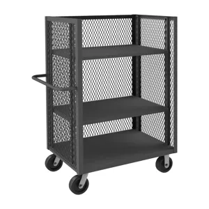 DURHAM MANUFACTURING 3ST-EX2436-2AS-95 Mesh Stock Truck, 3 Sided, 2 Adjustable Shelf, Size 24 x 36 Inch | CF6JQQ