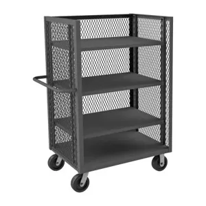 DURHAM MANUFACTURING 3ST-EX2436-3AS-95 Mesh Stock Truck, 3 Sided, 3 Adjustable Shelf, Size 24 x 36 Inch | CF6JQR