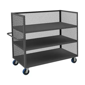 DURHAM MANUFACTURING 3ST-EX2448-3-6PU-95 Mesh Stock Truck, 3 Sided, 3 Fixed Shelf, Size 24 x 48 Inch | CF6JQW