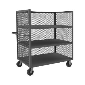 DURHAM MANUFACTURING 3ST-EX3048-3-95 Mesh Stock Truck, 3 Sided, 3 Fixed Shelf, Size 30 x 48 Inch | CF6JRN