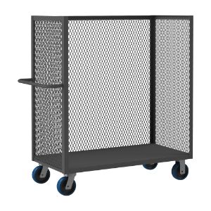 DURHAM MANUFACTURING 3ST-EX3048-6PU-95 Mesh Stock Truck With Push Handle, 3 Sided, 1 Base Shelf, Size 30 x 48 Inch | CF6JRP