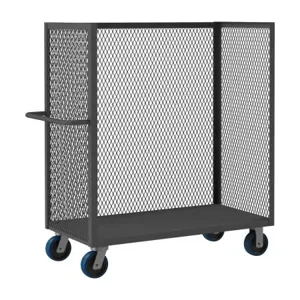 DURHAM MANUFACTURING 3ST-EX2448-6PU-95 Mesh Stock Truck With Push Handle, 3 Sided, 1 Base Shelf, Size 24 x 48 Inch | CF6JQY