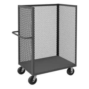 DURHAM MANUFACTURING 3ST-EX2448-95 Mesh Stock Truck With Phenolic Caster, 3 Sided, 1 Base Shelf, Size 24 x 48 Inch | CF6JQZ