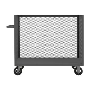 DURHAM MANUFACTURING 3ST-EX244843-6MR-95 Mesh Stock Truck With Rubber Caster, 3 Sided, 1 Base Shelf, Size 24 x 48 Inch | CF6JRA