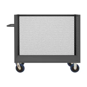 DURHAM MANUFACTURING 3ST-EX244845-8PU-95 Mesh Stock Truck, 3 Sided, 1 Base Shelf, Size 24 x 48 Inch | CF6JRB