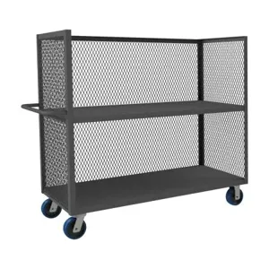 DURHAM MANUFACTURING 3ST-EX2460-2-6PU-95 Mesh Stock Truck, 3 Sided, 2 Shelf, Size 24 x 60 Inch | CF6JRD