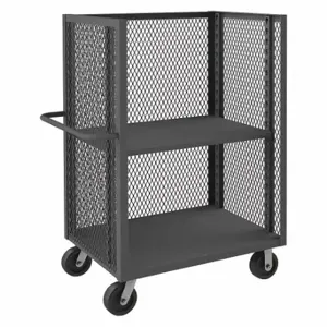 DURHAM MANUFACTURING 3ST-EX3048-1AS-95 Mesh Stock Truck With Phenolic Caster, 3 Sided, 2 Shelf, Size 30 x 48 Inch | CF6JRK