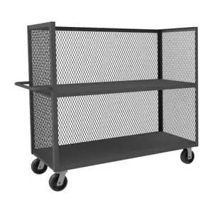 DURHAM MANUFACTURING 3ST-EX3048-2-95 Mesh Stock Truck, 3 Sided, 2 Fixed Shelf, Size 30 x 48 Inch | CF6JRL