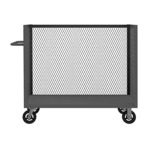 DURHAM MANUFACTURING 3ST-EX304843-6MR-95 Mesh Stock Truck With Rubber Caster, 3 Sided, 1 Base Shelf, Size 30 x 48 Inch | CF6JRR