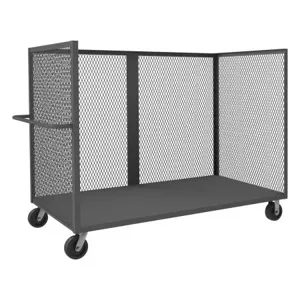 DURHAM MANUFACTURING 3ST-EX3672-95 Mesh Stock Truck, 3 Sided, 1 Base Shelf, Size 36 x 72 Inch | CF6JTH