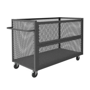 DURHAM MANUFACTURING 3STDG-EX3060-5PO-95 Mesh Stock Truck With Polyolefin Caster, Drop Gate, 3 Sided, Size 30 x 60 Inch | CF6JTK