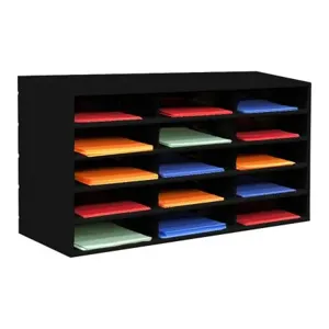 DURHAM MANUFACTURING 434-08 Horizontal Literature Rack, 15 Compartment, Black | CF6JVQ