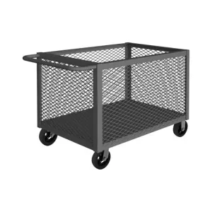 DURHAM MANUFACTURING 4ST-EX-2436-6MR-95 Mesh Box Truck, 4 Sided, Tubular Handle, Size 36 x 24 Inch, Gray | CF6JWY