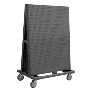 DURHAM MANUFACTURING AF-2436-PB-5PU-95 A-Frame Panel Truck, Pegboard Panel, Size 24 x 36-3/4 x 55-3/4 Inch, Gray | CF6KAX