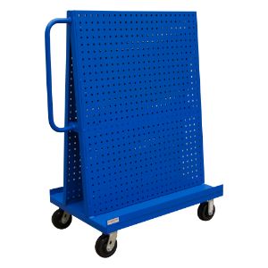 DURHAM MANUFACTURING AF-243652-PBS60-5PH-65T A-Frame Panel Truck, Pegboard Panel, Size 24 x 42-1/2 x 52 Inch, Blue | CF6KAY
