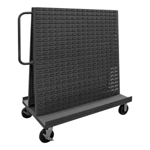 DURHAM MANUFACTURING AF-3048-PBLP-95 A-frame Mobile Truck, Pegboard And Louvered Panel, Size 30 x 54-1/2 x 57 Inch | AE6GXG 5RXD3