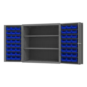 DURHAM MANUFACTURING DC-243636-48-2S-5295 Cabinet, 2 Shelf, 48 Blue Bin, 14 Gauge, Size 36 x 24 x 36 Inch | CF6KDC