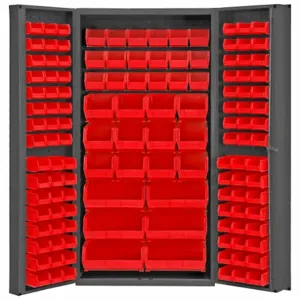 DURHAM MANUFACTURING DC-BDLP-132-1795 Industrial Cabinet, 14 Gauge, 132 Bin, Red Deep | AH6RUC 36FC18