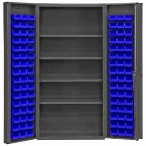 DURHAM MANUFACTURING DC-DLP-96-4S-5295 Industrial Cabinet, 14 Gauge, 4 Shelf, 96 Bin, Blue | AH6RUR 36FC31