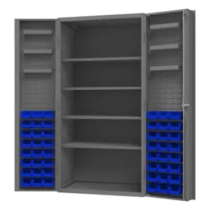 DURHAM MANUFACTURING DC36-48-4S6DS-5295 Cabinet, 4 Shelf, 6 Door Tray, 48 Blue Bin, 14 Gauge, Size 36 x 24 x 72 Inch | CF6KDF