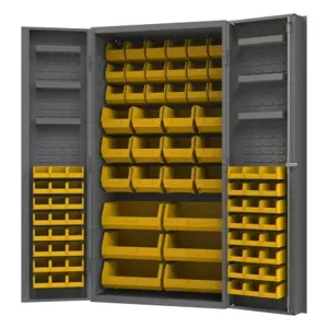 DURHAM MANUFACTURING DC36-78-6DS-95 Cabinet, 6 Door Tray, 78 Yellow Bin, 14 Gauge, Size 36 x 24 x 72 Inch | CF6KDG