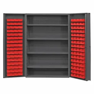 DURHAM MANUFACTURING DC48-128-4S-1795 Industrial Cabinet, 14 Gauge, 128 Bin, Red | AH6RTW 36FC12