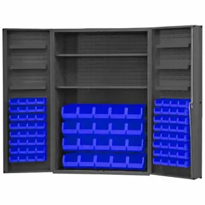 DURHAM MANUFACTURING DC48-842S6DS-5295 Industrial Cabinet, 14 Gauge, 84 Bin, Blue | AH6RUB 36FC17