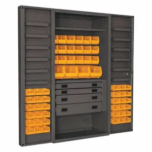 DURHAM MANUFACTURING DCBDLP584RDR-95 Industrial Cabinet, 14 Gauge, 58 Bin, Yellow | AH6RUJ 36FC24