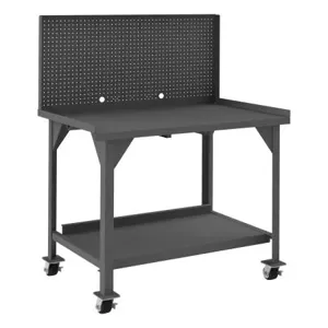 DURHAM MANUFACTURING DWBM-3048-BE-PB-95 Mobile Workbench, Pegboard Riser, Size 48 x 30 x 62 Inch | CF6KEA