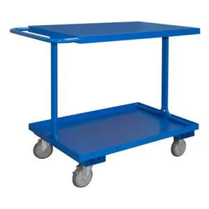 DURHAM MANUFACTURING EAS-2436-65T Easy Access Shelf Cart, 2 Shelf, Size 24 x 42 x 35-13/16 Inch, Blue | CF6KEK