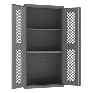 DURHAM MANUFACTURING EMDC-361872-2S-95 Ventilated Shelf Cabinet, 14 Gauge, 2 Shelf, Size 36-1/8 x 18 x 72 Inch | CF6KFD