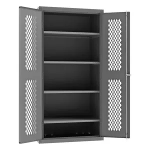 DURHAM MANUFACTURING EMDC-362472-4S-95 Ventilated Shelf Cabinet, 14 Gauge, 4 Shelf, Size 36 x 24 x 72 Inch | CF6KFE