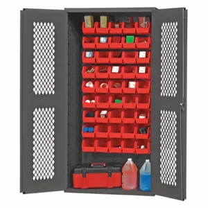 DURHAM MANUFACTURING EMDC361845B1795 Ventilated Cabinet, 14 Gauge, 45 Bin, Red | AH6RUV 36FC35