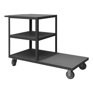 DURHAM MANUFACTURING EPT3S24485PU95 Platform Truck, 48 Bottom Shelf, 3 Sided, Capacity 1200 Lbs, Size 24 x 24 Inch | CF6KHN