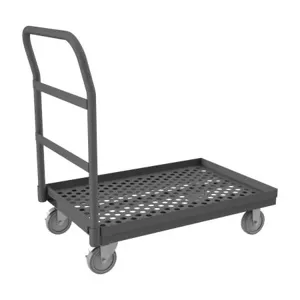 DURHAM MANUFACTURING EPTPLU24365PU95 Platform Truck, Perforated Deck, Capacity 1400 Lbs, Size 24 x 36 Inch, Gray | CF6KKJ