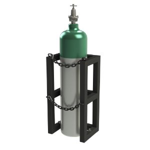 DURHAM MANUFACTURING GCRV-161230-08T Gas Cylinder Rack, 1 Vertical Cylinder Capacity, Size 16 x 12 x 30 Inch, Black | CF2BXG 55PW89