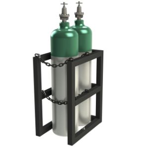 DURHAM MANUFACTURING GCRV-162430-08T Gas Cylinder Rack, 2 Vertical Cylinder Capacity, Size 16 x 24 x 30 Inch, Black | CF2BXF 55PW88