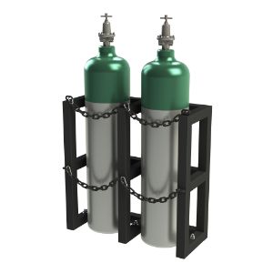 DURHAM MANUFACTURING GCRV-301230-08T Gas Cylinder Rack, 2 Vertical Cylinder Capacity, Size 30 x 12 x 30 Inch, Black | CF2BXD 55PW86