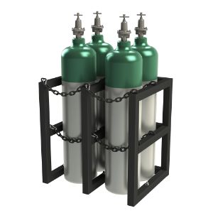 DURHAM MANUFACTURING GCRV-302430-08T Gas Cylinder Rack, 4 Vertical Cylinder Capacity, Size 30 x 24 x 30 Inch, Black | CF2BXB 55PW85