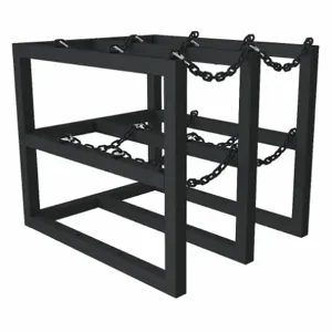 DURHAM MANUFACTURING GCRV-303630-08T Gas Cylinder Rack, 6 Vertical Cylinder Capacity, Size 30 x 36 x 30 Inch, Black | CF2BWZ 55PW84